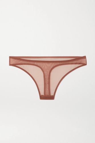 Lucky Stretch-tulle Thong - Light brown