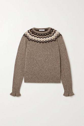 Ruffled Fair Isle Knitted Sweater - Beige