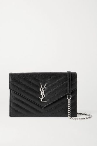 Envelope Textured-leather Shoulder Bag - Black