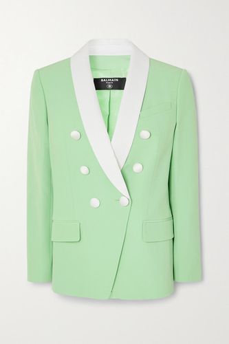 Double-breasted Two-tone Crepe Blazer - Mint