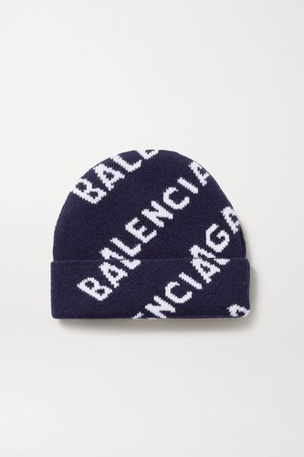 Intarsia Wool-blend Beanie - Navy