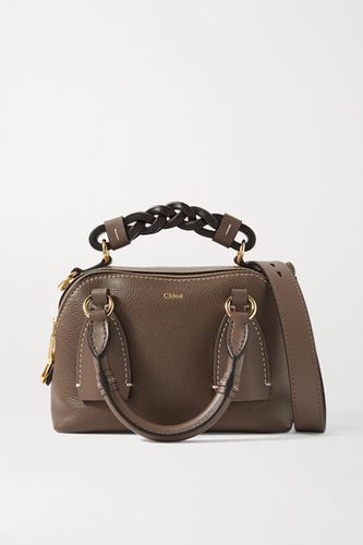 Daria Small Textured And Smooth Leather Tote - Brown