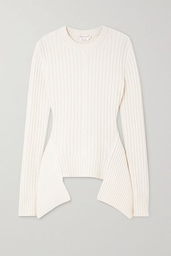 Asymmetric Ribbed And Cable-knit Wool And Cashmere-blend Sweater - White