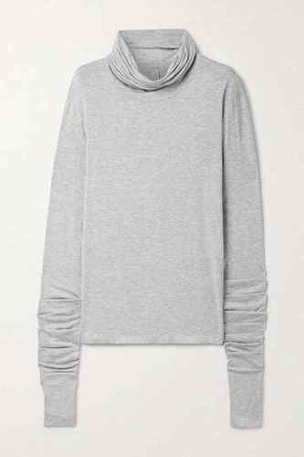 Draped Mélange Stretch-modal Turtleneck Top - Light gray