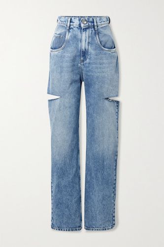 Cutout Distressed High-rise Wide-leg Jeans - Blue