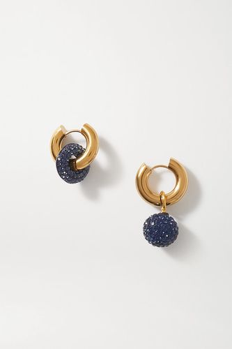 Gold-tone Crystal Earrings - Navy
