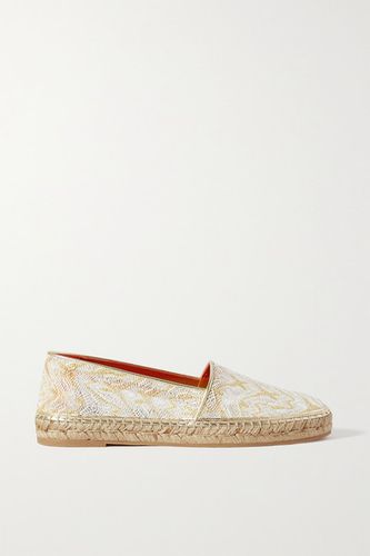 Metallic Crochet-knit Canvas Espadrilles - Gold