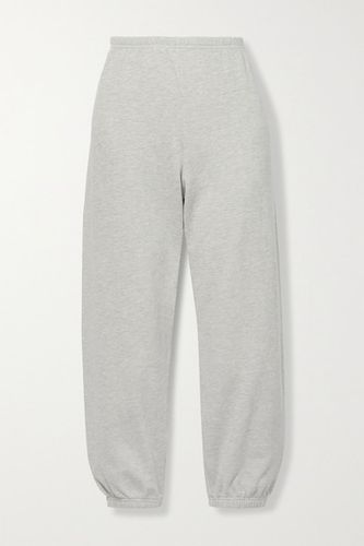 Printed Cotton-jersey Track Pants - Gray