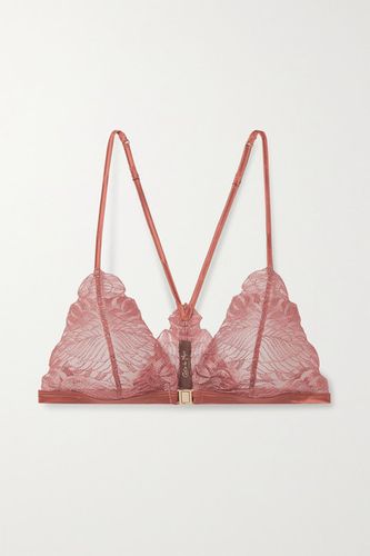 Ophelia Satin-trimmed Lace Soft-cup Triangle Bra - Antique rose