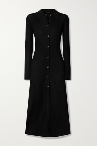 Elisha Ribbed-knit Midi Shirt Dress - Black