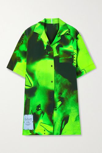 Fantasma Appliquéd Printed Silk-crepe Mini Shirt Dress - Green