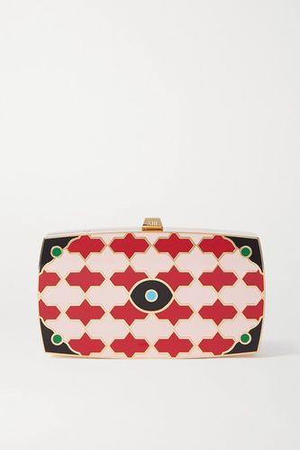 Shelter Enamel And Gold-tone Clutch - Pink