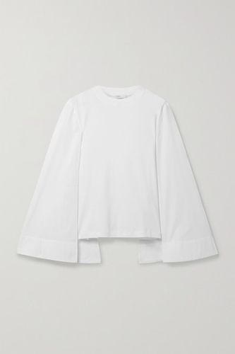 Cape-effect Cotton-jersey And Poplin Top - White