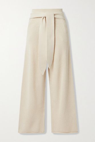 Tala Tie-front Ribbed-knit Wide-leg Pants - Cream