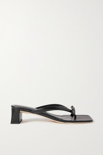 Bibi Bow-embellished Crinkled Glossed-leather Sandals - Black