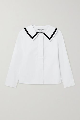 Sailor Velvet-trimmed Cotton-blend Shirt - White