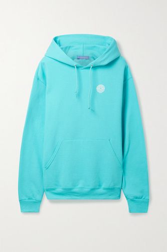 Printed Cotton-blend Jersey Hoodie - Turquoise