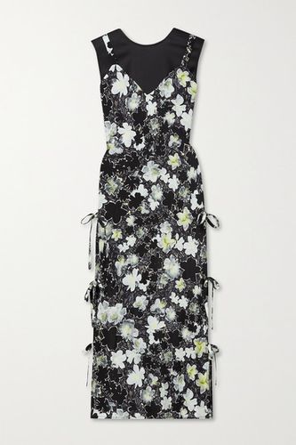 Cecil Layered Floral-print Silk Crepe De Chine And Hammered-satin Midi Dress - Black