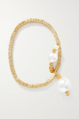 Golden Snake Convertible Gold-plated, Crystal And Faux Pearl Necklace