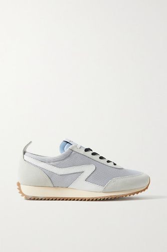 Retro Runner Suede And Leather-trimmed Recycled Mesh Sneakers - Light gray