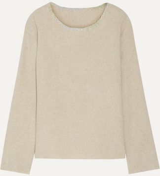 Embroidered Cashmere Sweater - Beige