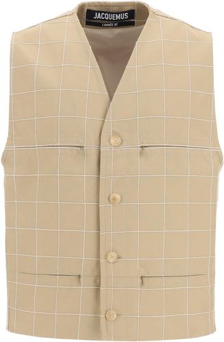 Embroidered Check Vest