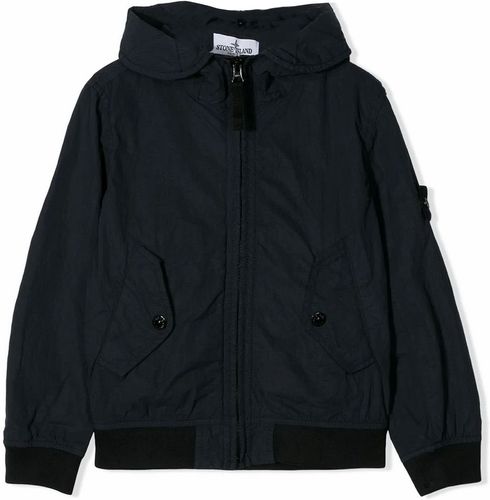 Navy Blue Nylon Bomber Jacket