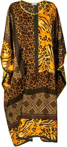 Oversized Fit Tiger & Leopard Print Long Caftan Dress