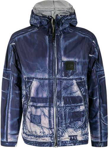 Denim Print Zip Windbreaker