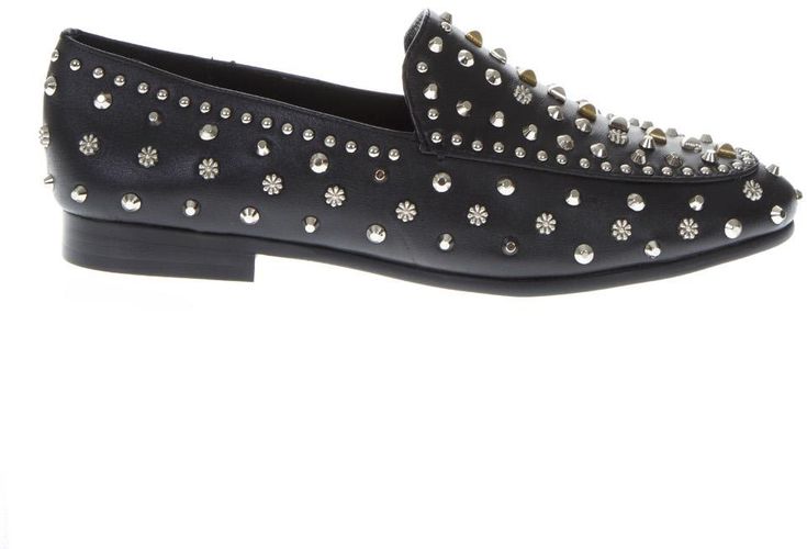 Black Leather Studs Loafer