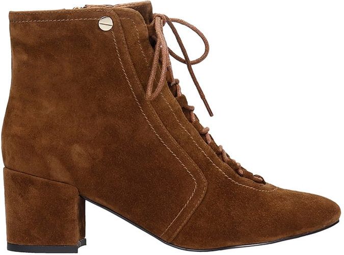 High Heels Ankle Boots In Brown Suede