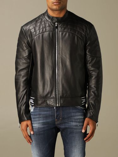 Jacket Just Cavalli Leather Biker With Logo Band