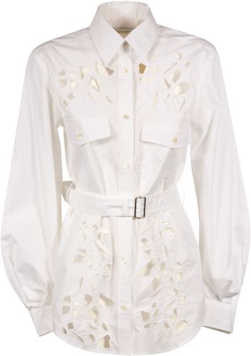 Belted Cut Out Belt Sleeve Shirt