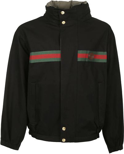 High-neck Web Stripe Detail Reversible Jacket