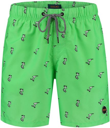 Pantaloncini da bagno 'Snoopy Happy Skater'  verde neon / bianco / nero