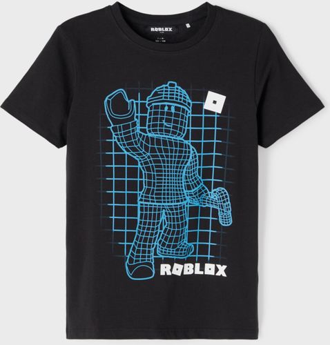 Maglietta 'ROBLOX MARCOS'  nero / bianco / blu neon