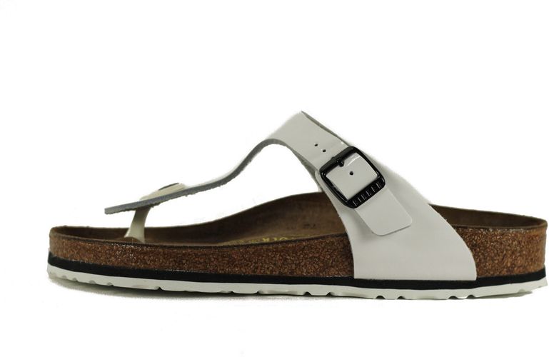 Birkenstock for Women: Gizeh Patent Leather White Sandals