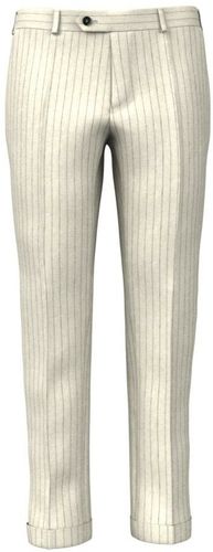 Pantaloni da uomo su misura, Lanificio Subalpino, Puro Lino Beige rigati, Primavera Estate | Lanieri