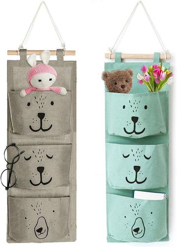 2 pezzi Borsa da appendere, con 3 tasche Organizer tascabile da appendere, Borsa portaoggetti, Borsa appesa per stoffa, Portaoggetti sospesa,