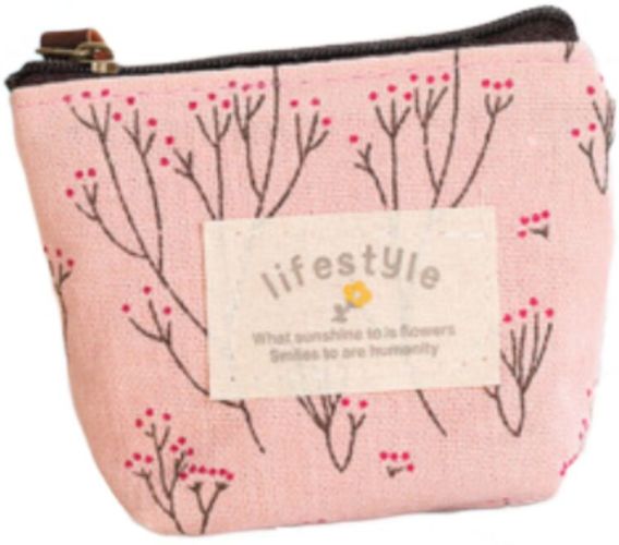 2 pezzi portamonete di stoffa portamonete da donna portamonete creativo simpatico cartone animato borsa di tela (rosa)