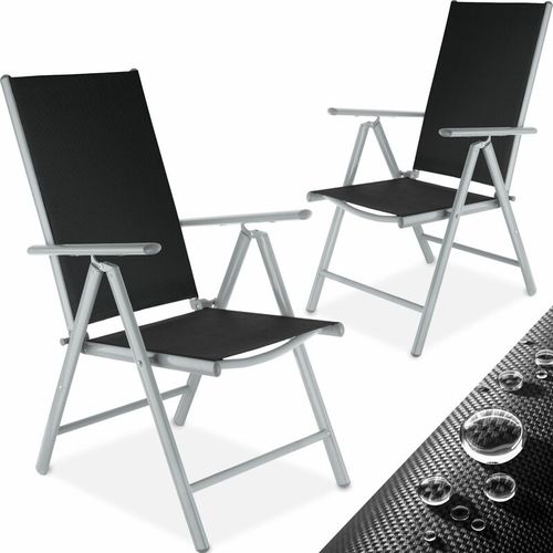 2 sedie da giardino in alluminio pieghevoli - arredo giardino, sedie da esterno, sedie giardino - nero/argento