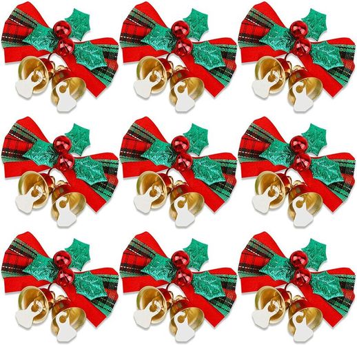 24pcs Fiocchi di Natale con campanelle Fiocchi di ghirlanda di Natale Mini fiocchi di albero di Natale Decorazioni natalizie Fiocchi Ornamenti di