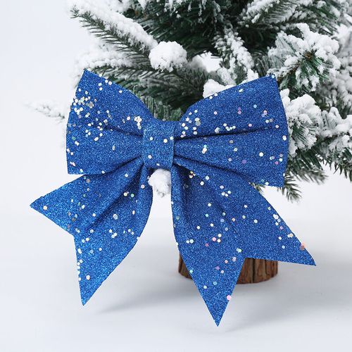 4 fiocchi di Natale con glitter, fiocchi di Natale, fiocchi per antenna, fiocchi per fai da te,decorazioni per albero di Natale, Blu 12*14