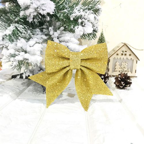 4 fiocchi di Natale con glitter, fiocchi di Natale, fiocchi per antenna, fiocchi per fai da te,decorazioni per albero di Natale, Oro 12*14