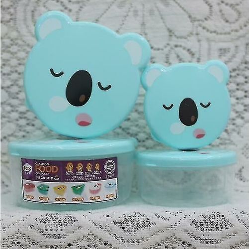 4 pezzi/set di cartoni animati di plastica per bambini scatola bento giapponese scatola per alimenti all'aperto (blu)