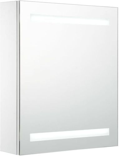 Armadietto Bagno con Specchio e LED 50x13,5x60 cm - Bianco
