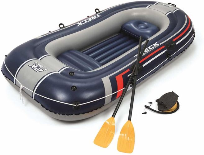 Bateau Gonflable Bestway Hydro-Force Raft Trek Set 225 Kg Pour 2 personnes 2 rames Gonfleur manuel