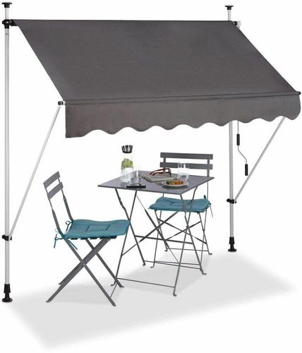 HHYVA2012-ant Tenda da sole a scomparsa manuale per patio e terrazza 200x120cm grigio antracite - Nero