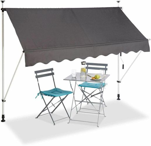 HHYVA2512-ant Tenda da sole a scomparsa manuale per patio e terrazza 250x120cm grigio antracite - Nero