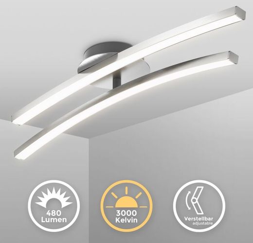 I Plafoniera a 2 fiamme da 12W I orientabile I 3000K bianco caldo I alluminio spazzolato I 960 lumen - B.k.licht